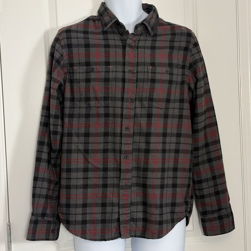 Howe Men’s Flannel Button up Shirt Gray Plaid M